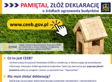 Przypominamy o obowiązku składania deklaracji do Centralnej Ewidencji Emisyjności Budynków (CEEB)