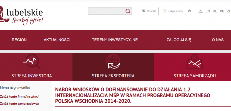 Nabór wniosków o dofinansowanie do działania 1.2 Internacjonalizacja MŚP w ramach Programu Operacyjnego Polska Wschodnia 2014-2020