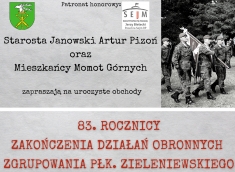 Zaproszenie na obchody 83. rocznicy Zakończenia Działań Obronnych Zgrupowania płk. Zieleniewskiego – Momoty Górne - 25 września