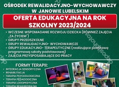 Ośrodek Rewalidacyjno - Wychowawczy oferta edukacyjna na rok szkolny 2023/2024